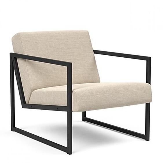 INNOVATION LIVING Chaise design VIKKO ARMS métal noir Tissu Phobos Latte