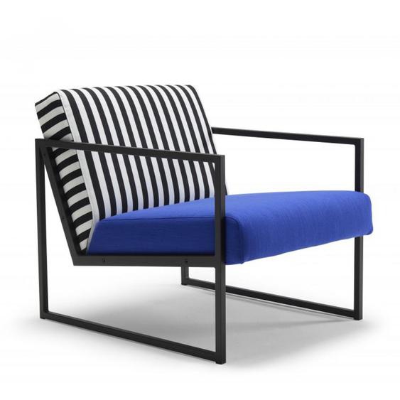 INNOVATION LIVING  Chaise design VIKKO ARMS SPECIAL BLEU pieds métal noir Tissu Elegance Ultramarine
