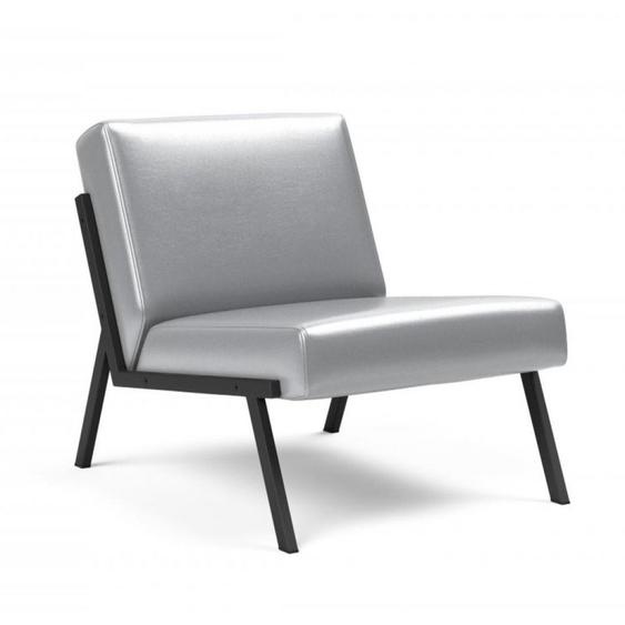 INNOVATION LIVING  Chaise design VIKKO pieds métal noir Tissu Silvershine