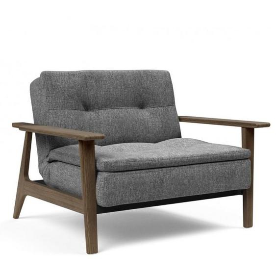 INNOVATION LIVING  Fauteuil design DUBLEXO FREJ twist charcoal convertible lit 90*115 cm piétement chêne fumé