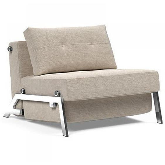INNOVATION LIVING  Fauteuil design SOFABED CUBED 02 CHROME Blida Sand Grey convertible lit 200x90 cm