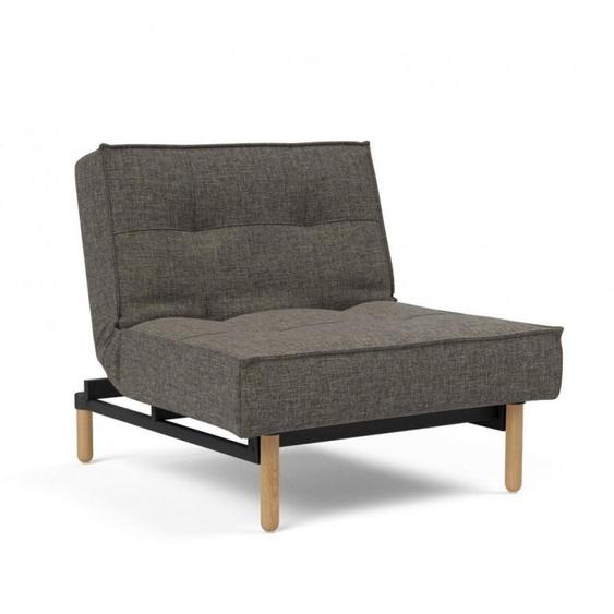 INNOVATION LIVING Fauteuil SPLITBACK STEM convertible lit 90*115 cm pieds obus naturel tissu Flashtex Dark Grey