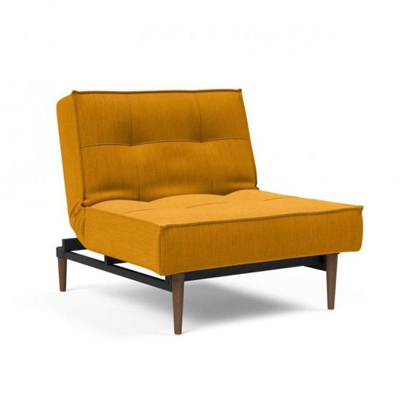 INNOVATION LIVING Fauteuil SPLITBACK STYLETTO convertible lit 90*115 cm pieds fuseau noyer tissu Elegance Burned Curry
