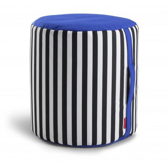 INNOVATION LIVING  Pouf design  BUTT SPECIAL BLEU rayures noirs et blancs assise bleu
