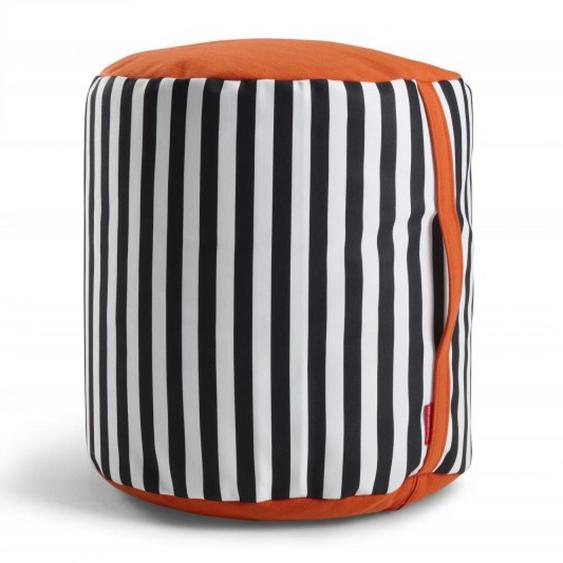 INNOVATION LIVING  Pouf design  BUTT SPECIAL ORANGE rayures noirs et blancs assise orange