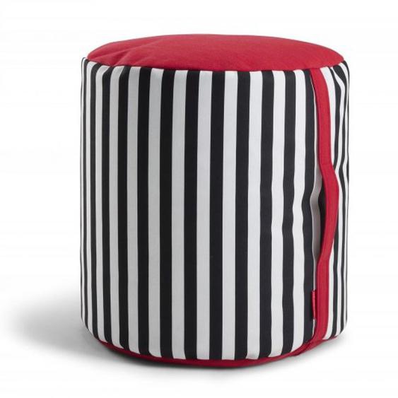INNOVATION LIVING  Pouf design  BUTT SPECIAL RED rayures noirs et blancs assise rouge