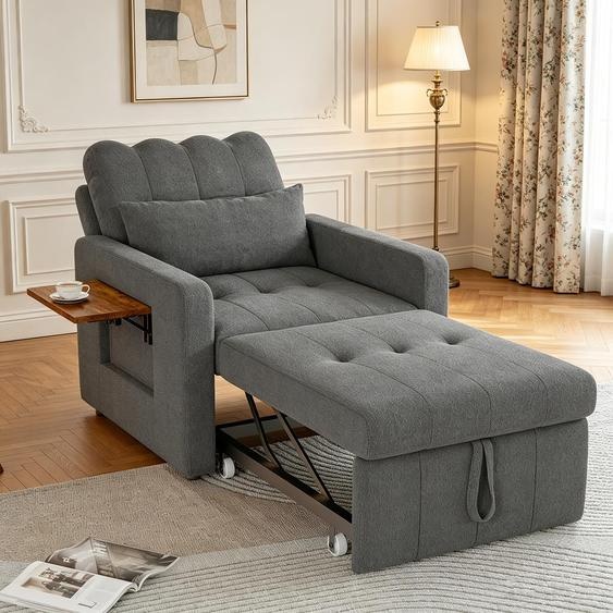 INONEFT, fauteuil convertible 3 en 1, canapé-lit, fauteuil avec fonction lit. Dos extensible et réglable. Fauteuil avec fonction couchage, couleur gris