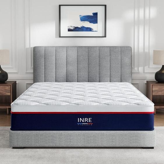 Inre - Matelas 140x190 cm Très Épais 30 cm, Mousse à Mémoire de Forme, 7 Zones Ergonomiques, Respirant, Anti-Bactérien, Anti-Acariens, Réversible à