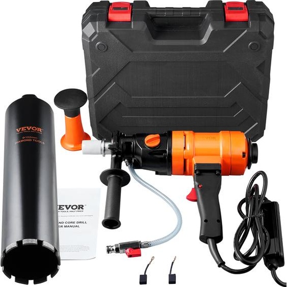 Installation de carottage au diamant VEVOR 1500 W Carotteuse au diamant Carotteuse 1100/2400 RPM Carotteuse à eau, 8-10,2 cm Carotteuse magnétique Convient pour le forage du béton armé, du marbre, etc.