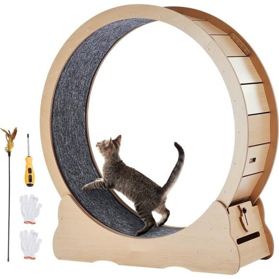 Intérieur Roue dexercice pour chats avec grattoir pour chats - 110cm de tapis roulant - Idéal pour les exercices et lentraînement des chats