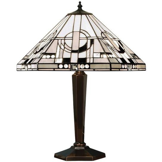 Interiors Metropolitan - Lampe De Table Moyenne À 2 Ampoules En Verre Tiffany, Patine Antique Profonde, E27