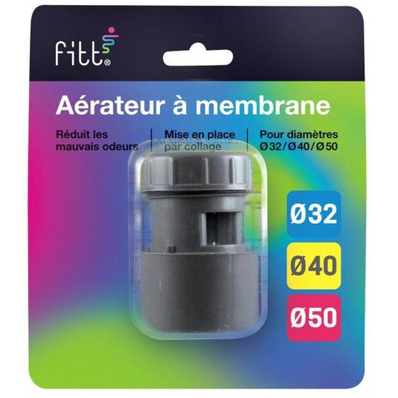 Interplast - Aérateur à membrane pvc évacuation Ø32/40/50 en blister - Fitt - Gris - pvc