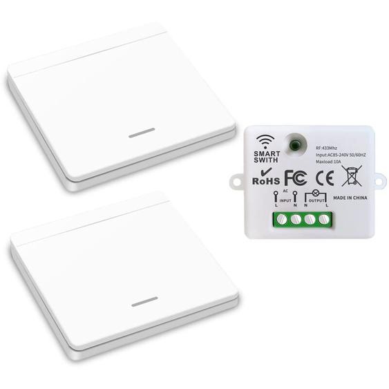 Interrupteur déclairage sans fil, interrupteur de sécurité de lémetteur rf et contrôleur de récepteur 10A, installation facile pour lampe jusquà