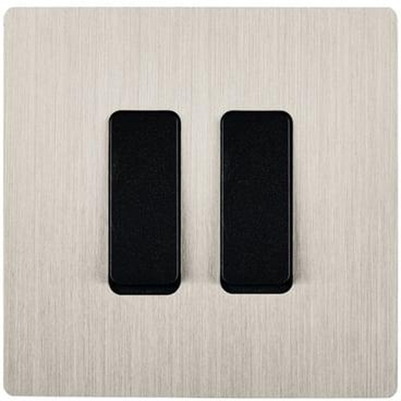Interrupteur double DUO poussoir M nickel brossé