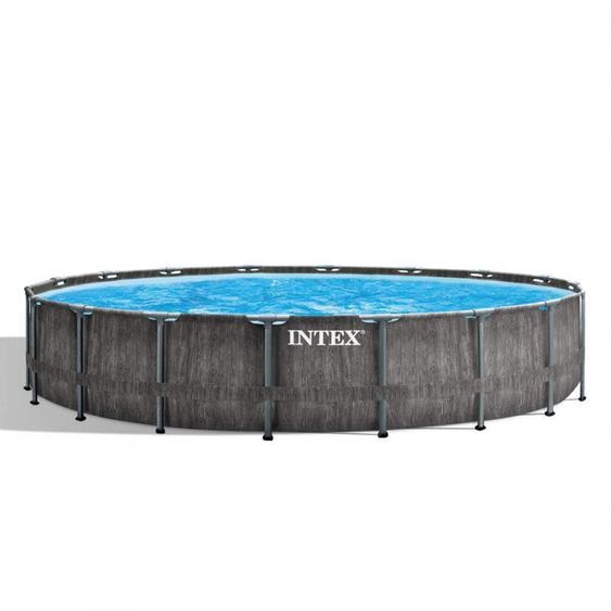 Intex 26744 Piscine hors sol ronde Prism Frame Greywood 549x122 cm