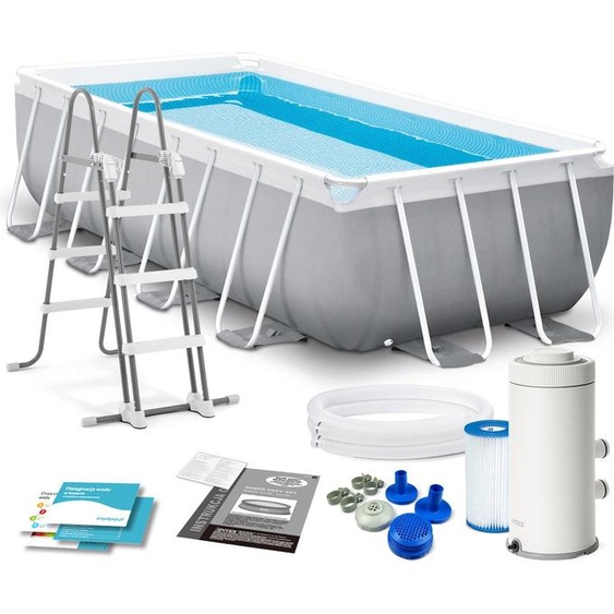 Intex 26788GN INTEX Pool Prism Frame 400x200cm mit Filterpumpe eckig grau