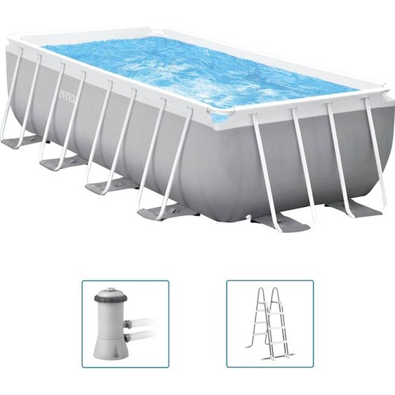 Intex 26790GN INTEX Pool Prism Frame 400x200cm mit Filterpumpe eckig grau