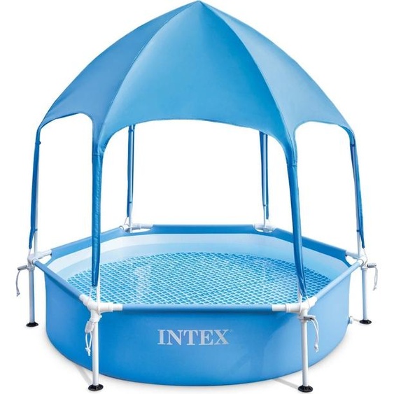 INTEX 28209NP - Metal Frame Pool avec abri (183x38cm) avec brumisateur deau Piscine pour enfants Pataugeoire