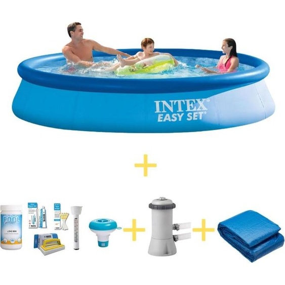 Intex Easy Set Pool - 366 x 76 cm - Comprend le pack dentretien WAYS, la pompe à filtre et le tapis de sol