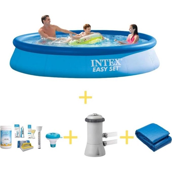Intex Easy Set Pool - 366 x 76 cm - Comprend le pack dentretien WAYS, la pompe à filtre et le tapis de sol