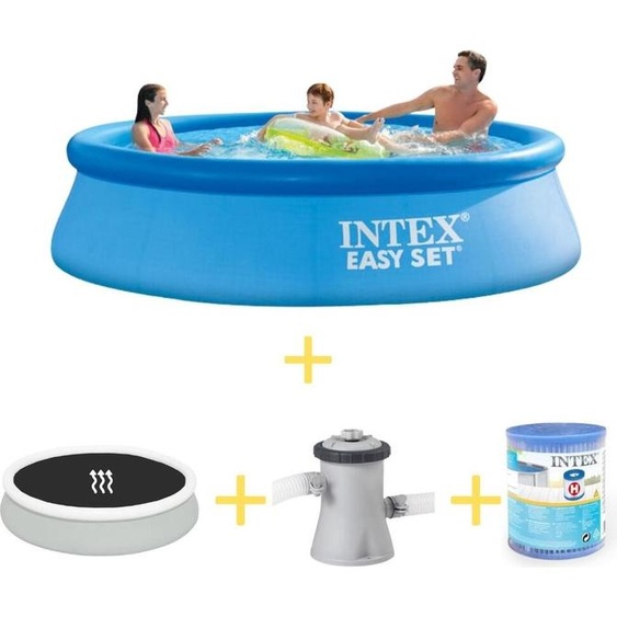 Intex Easy Set Pool - 366 x 76 cm - Voile solaire, pompe de filtration et filtre inclus