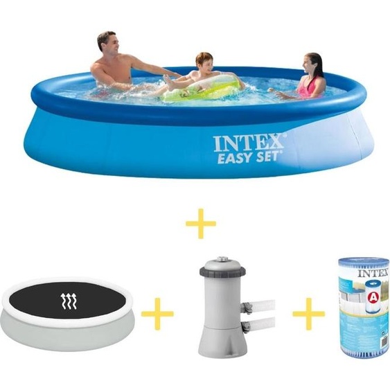 Intex Easy Set Pool - 366 x 76 cm - Voile solaire, pompe de filtration et filtre inclus