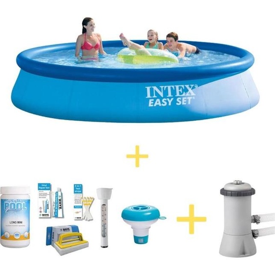 Intex Easy Set Pool - 396 x 84 cm - Kit de maintenance WAYS & pompe de filtration inclus
