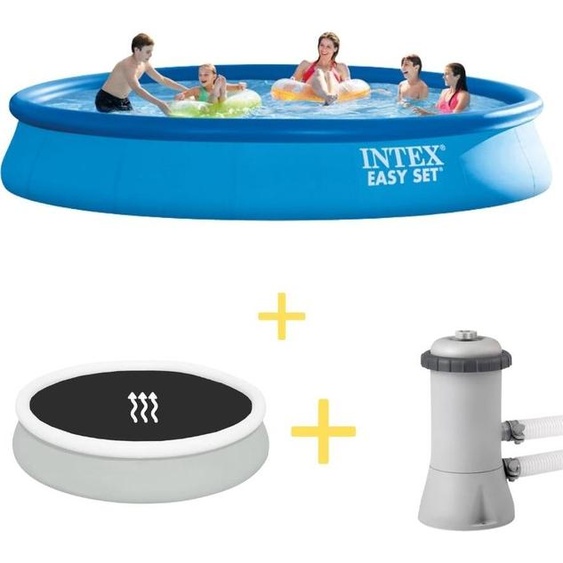 Intex Easy Set Pool - 457 x 84 cm - Avec voile solaire et pompe de filtration