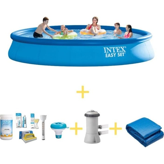 Intex Easy Set Pool - 457 x 84 cm - Kit de maintenance WAYS, pompe de filtration & bâche de fond inclus