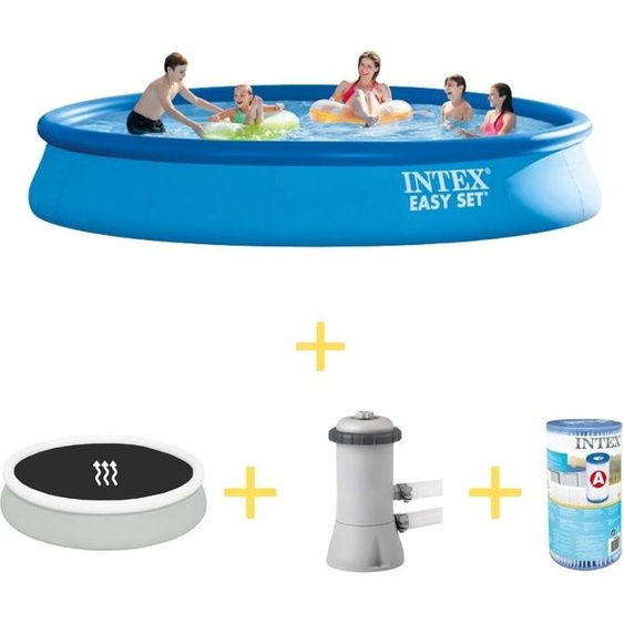 Intex Easy Set Pool - 457 x 84 cm - Voile solaire, pompe à filtre et filtre inclus
