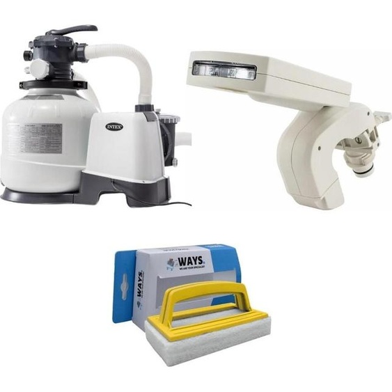 Intex - Jets deau & pompe à sable 10500 L/u & brosse à récurer WAYS