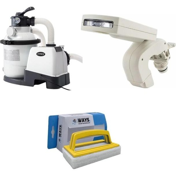 Intex - Jets deau & pompe à sable 5700L/u & brosse à récurer WAYS