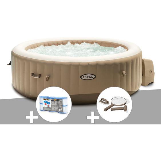 Intex - Kit spa gonflable PureSpa Sahara rond Bulles 4 places + 6 filtres + Kit dentretien