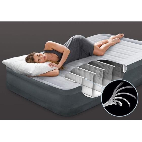 Intex Lit Gonflable Comfort Plush 1 Place Elec Fiber Tech, Gris - 67766NP