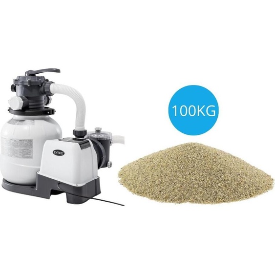 Intex - Pompe à sable 7900 L/h & sable de filtration 100 kg