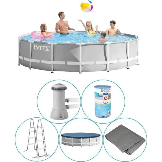 Intex - Prism Frame - Piscine avec pompe de filtration - 457x107 cm - Ronde - Piscine - Accessoires inclus