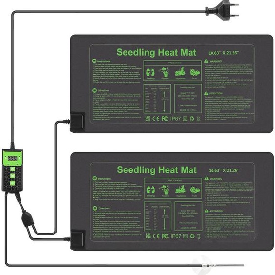 ISOISL, lot de 2 tapis chauffants pour plantes, dimensions 55 x 27 cm, 55W, avec thermostat, plage de température de 5 à 45 °C
