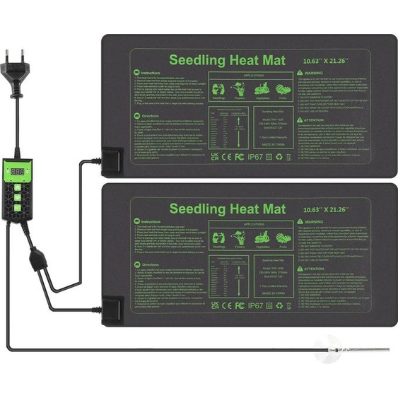 ISOISL, tapis de germination 2x, dimensions 55x27 cm, avec thermostat et capteur de température, 55W, indice de protection IP67