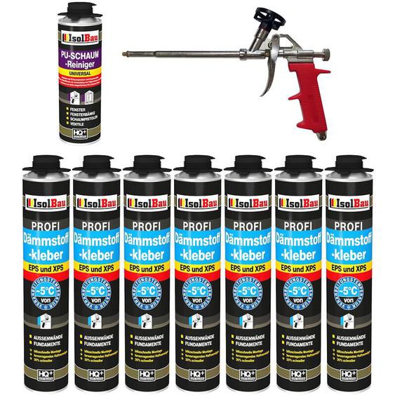 Isolbau - Adhésif disolation Mousse adhésive 7 x 750 ml Adhésif de périmètre eps xps haute qualité - avec 1 nettoyant et 1 pistolet