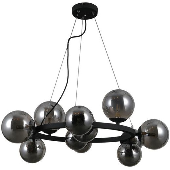 Lustre Montora noir satiné 11xG9x5W, verre, dimensions : 120 x 64,3 x 64,3 cm, IP20, Italux