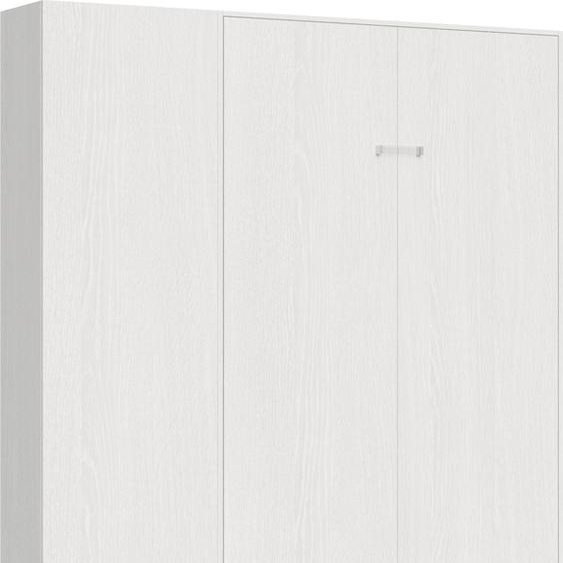 ITAMOBY - Armoire lit 1 place et demi escamotable vertical 120 Kentaro avec colonne Frêne Blanc
