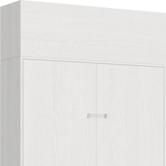 ITAMOBY - Armoire lit 1 place et demi escamotable vertical 120 Kentaro avec èlèment haut Frêne Blanc