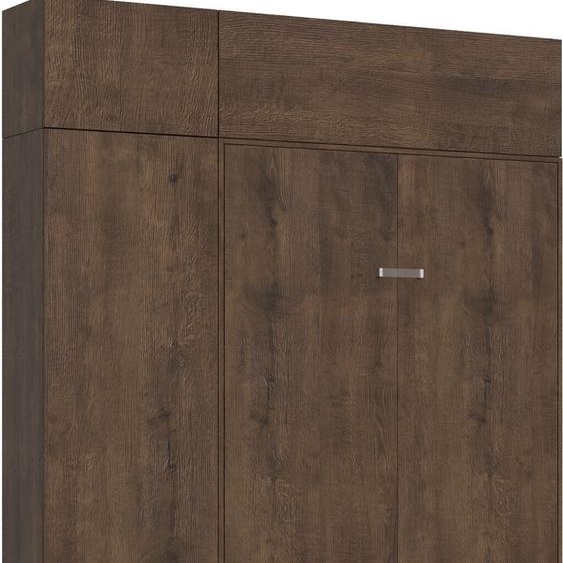 ITAMOBY - Armoire lit 1 place et demi escamotable vertical 120 Kentaro avec meublier Noyer