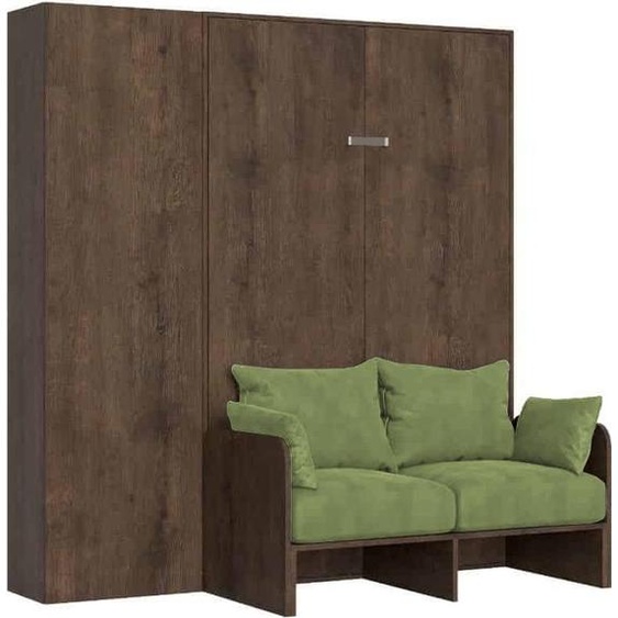 ITAMOBY - Armoire lit 1 place et demi escamotable vertical 120 Kentaro Sofa avec colonne Noyer-A35