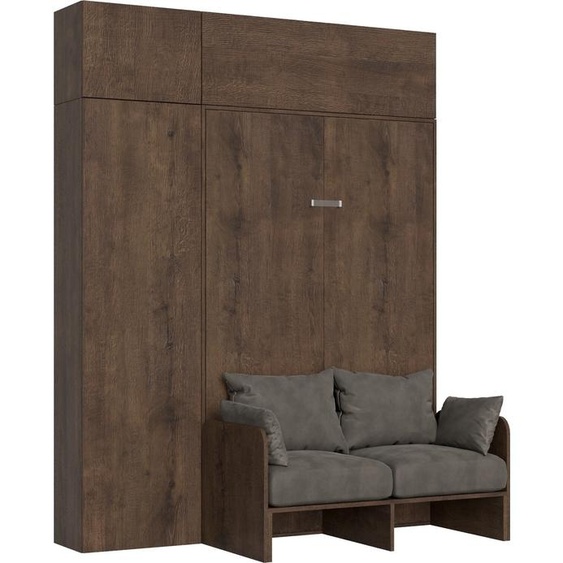 ITAMOBY - Armoire lit 1 place et demi escamotable vertical 120 Kentaro Sofa avec meublier Noyer -A20