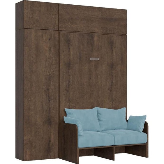 ITAMOBY - Armoire lit 1 place et demi escamotable vertical 120 Kentaro Sofa avec meublier Noyer-A33