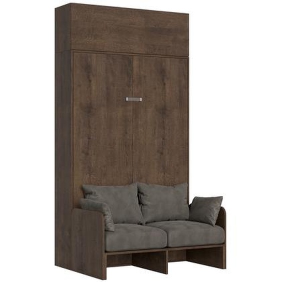 ITAMOBY - Armoire lit double escamotable vertical 140 Kentaro Sofa avec èlèment haut Noyer -A20