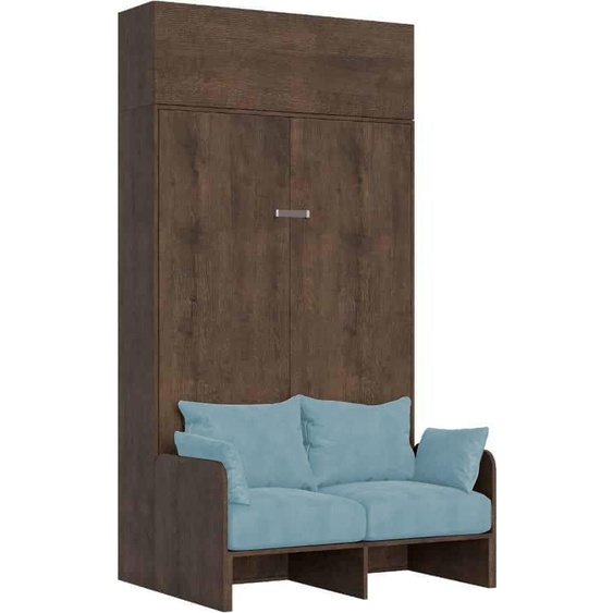 ITAMOBY - Armoire lit double escamotable vertical 140 Kentaro Sofa avec èlèment haut Noyer-A33