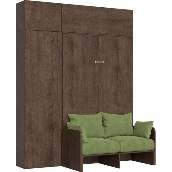 ITAMOBY - Armoire lit double escamotable vertical 140 Kentaro Sofa avec meublier Noyer-A35