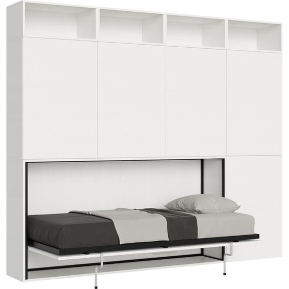 ITAMOBY - Armoire lit escamotable horizontal 1 couchage 85 Kando avec matelas comp.B Frêne Blanc